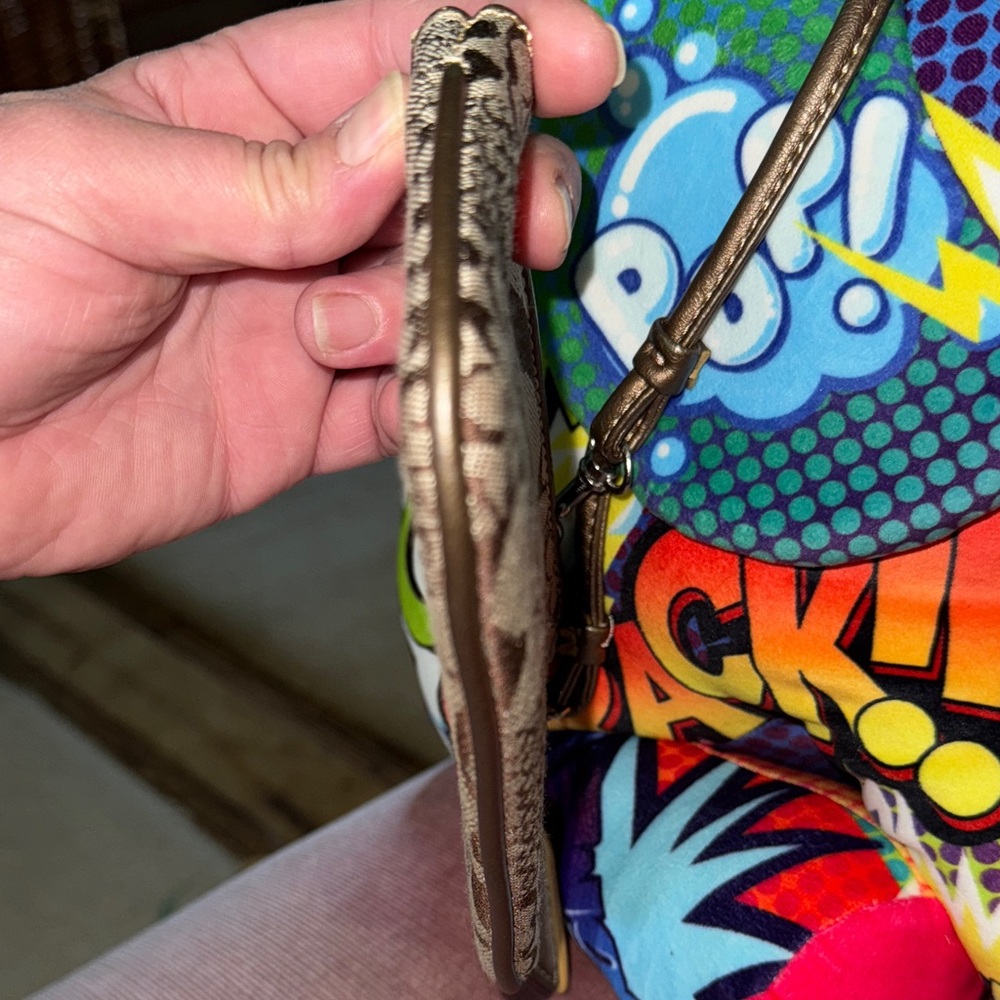 Coach Tan and Brown Signature Wristlet - Picture 4 of 11